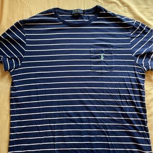 Navy and White Size Large Polo Ralph Lauren Logo Pocket T Shirt